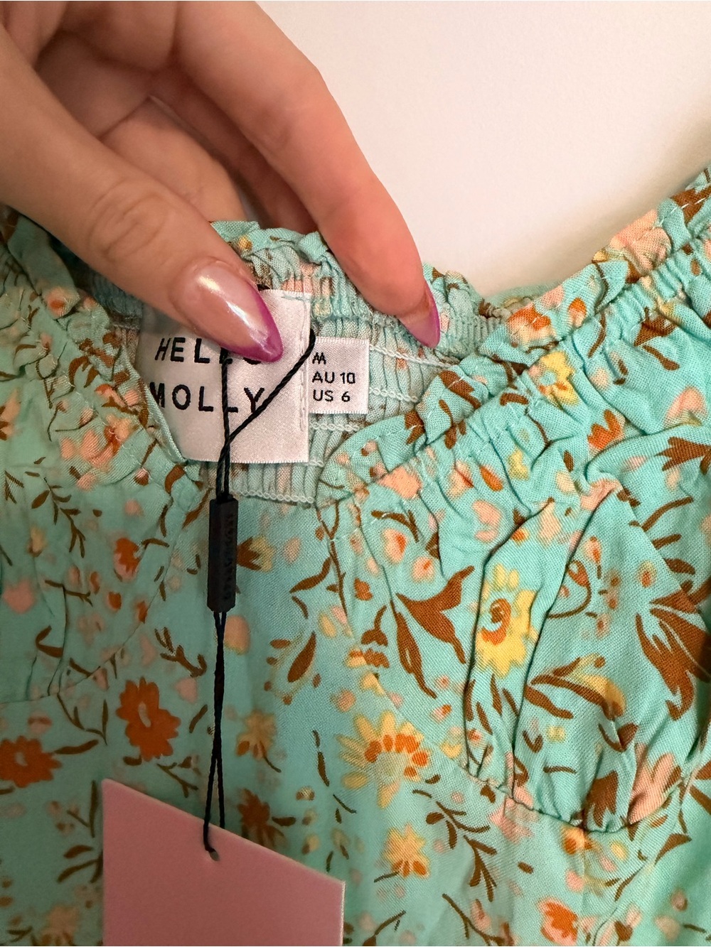 Hello Molly Mint Green Floral Puff-Sleeve Midi Dress - Picture 3 of 4